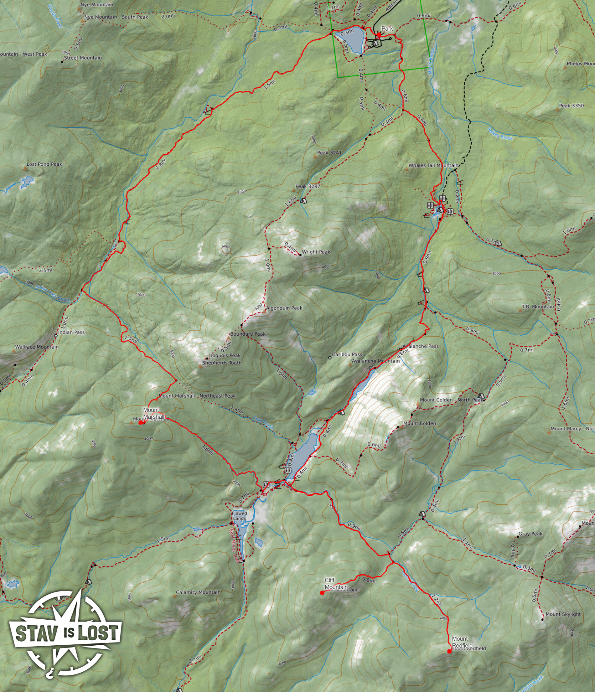 map for Mount Redfield, Cliff Mountain, Mount Marshall by Stav is Lost