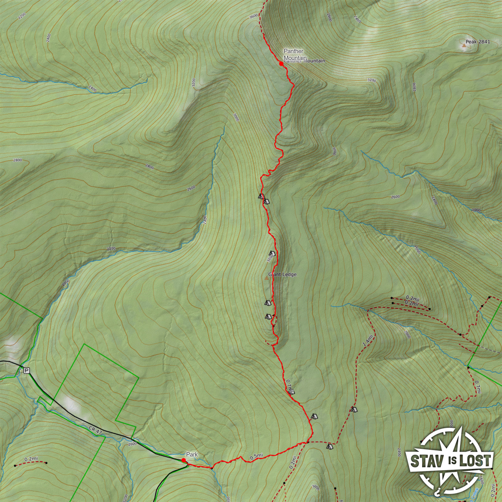 map for Giant Ledge and Panther Mountain by Stav is Lost