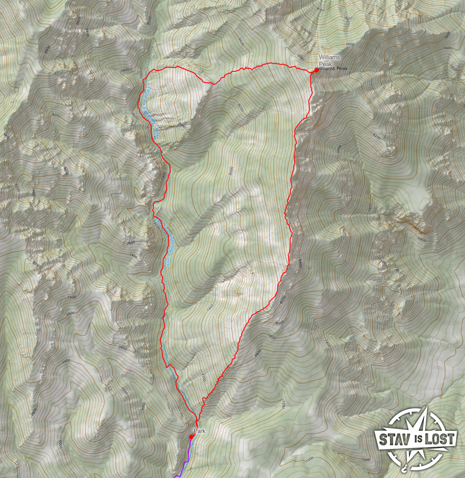 map for Williams Peak by Stav is Lost