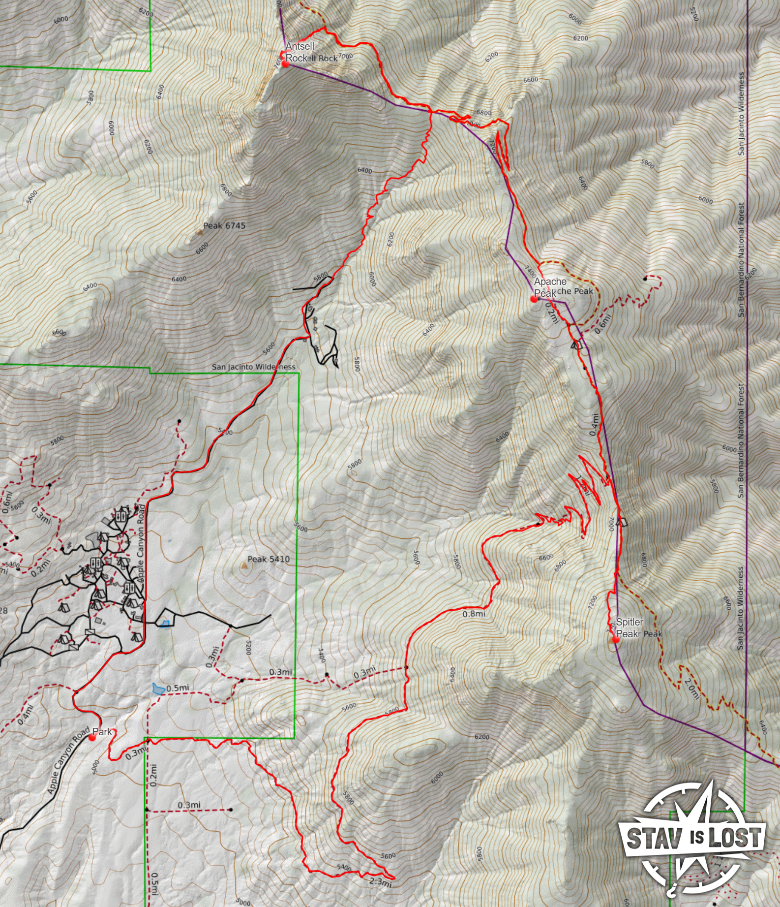 map for Spitler Peak, Apache Peak, Antsell Rock by Stav is Lost