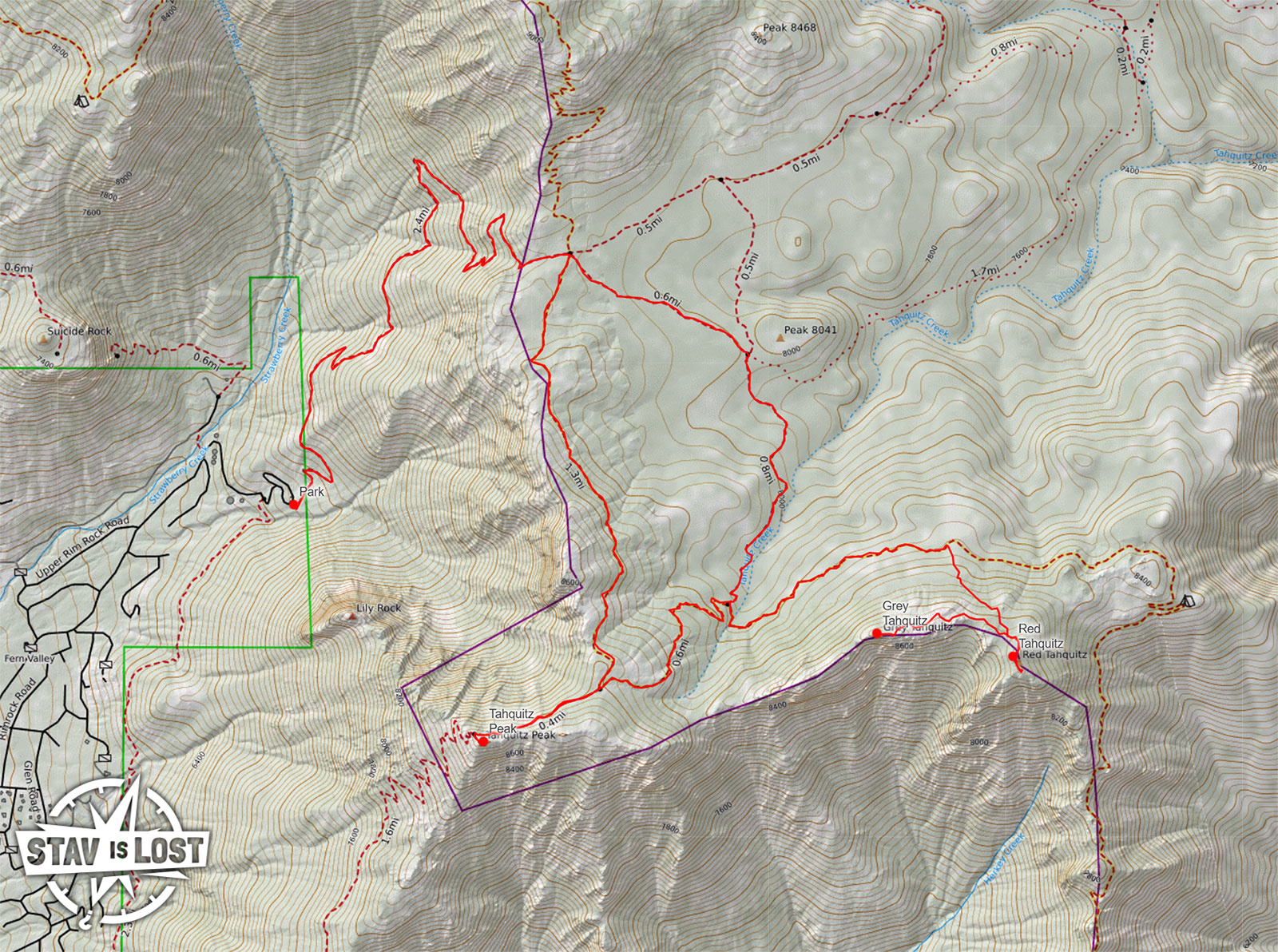 map for Taquitz Peak, Red Taquitz, Grey Taquitz by Stav is Lost