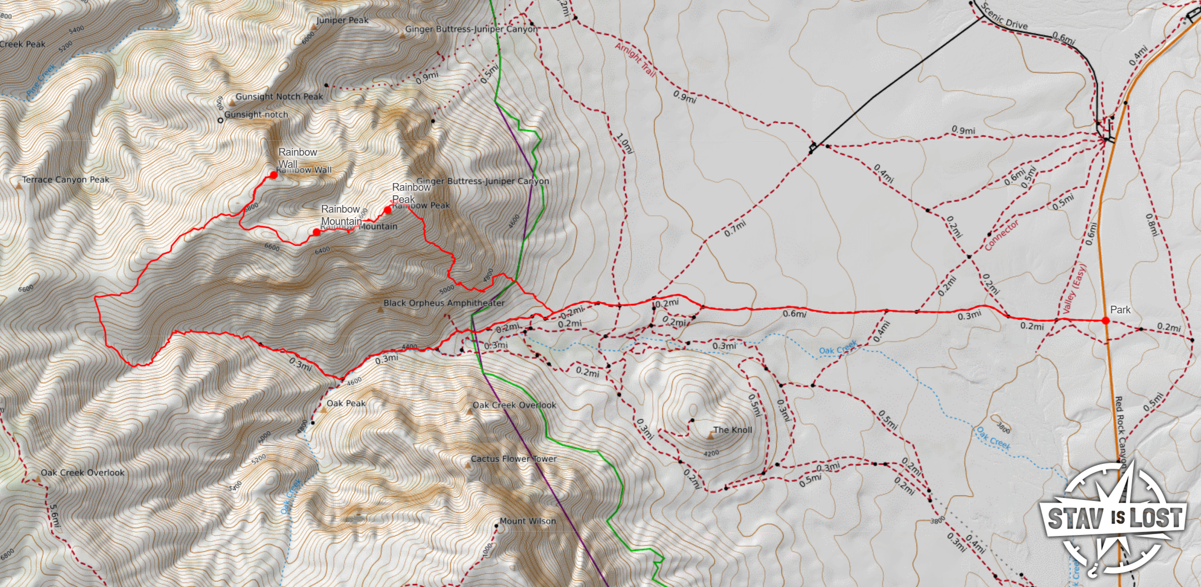 map for Rainbow Mountain via Rainbow Direct Route by Stav is Lost