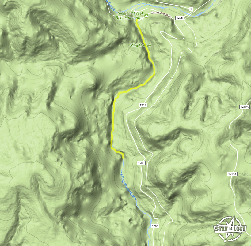 map for Falling Water Creek by Stav is Lost