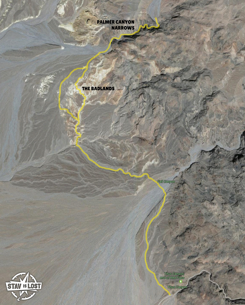map for Palmer Canyon Narrows via The Badlands by Stav is Lost