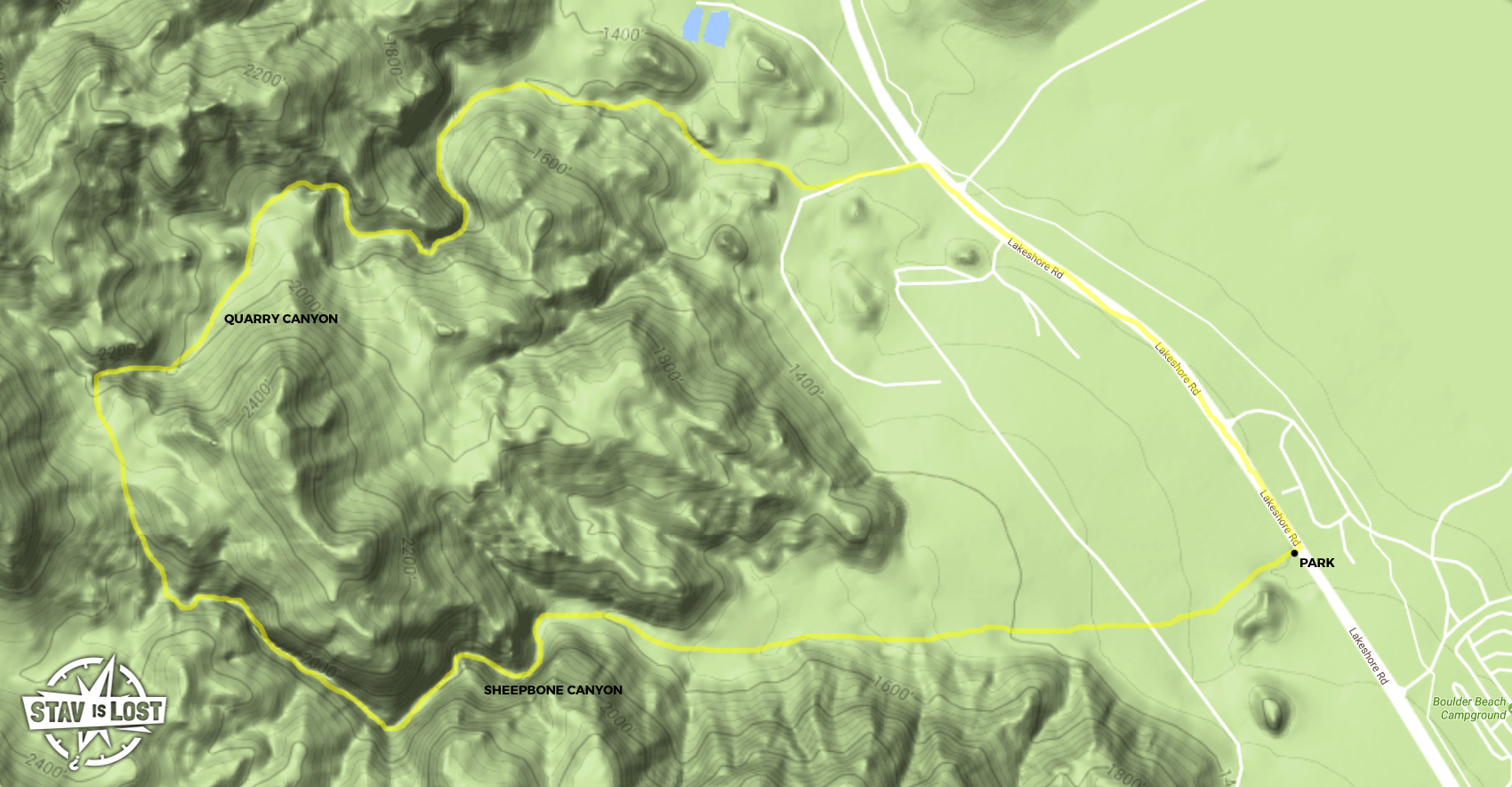 map for Sheepbone and Quarry Canyons Loop by Stav is Lost