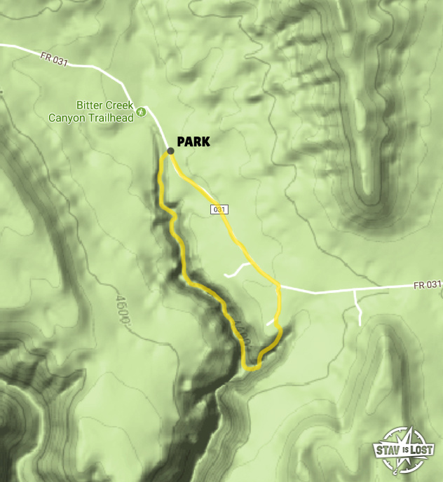 map for Bitter Creek Canyon by Stav is Lost