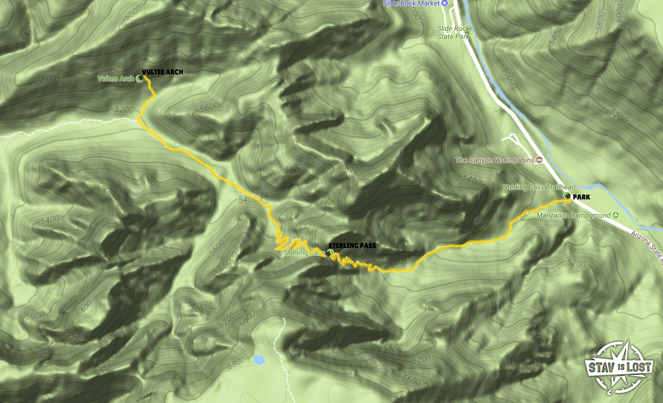 map for Vultee Arch via Sterling Pass by Stav is Lost