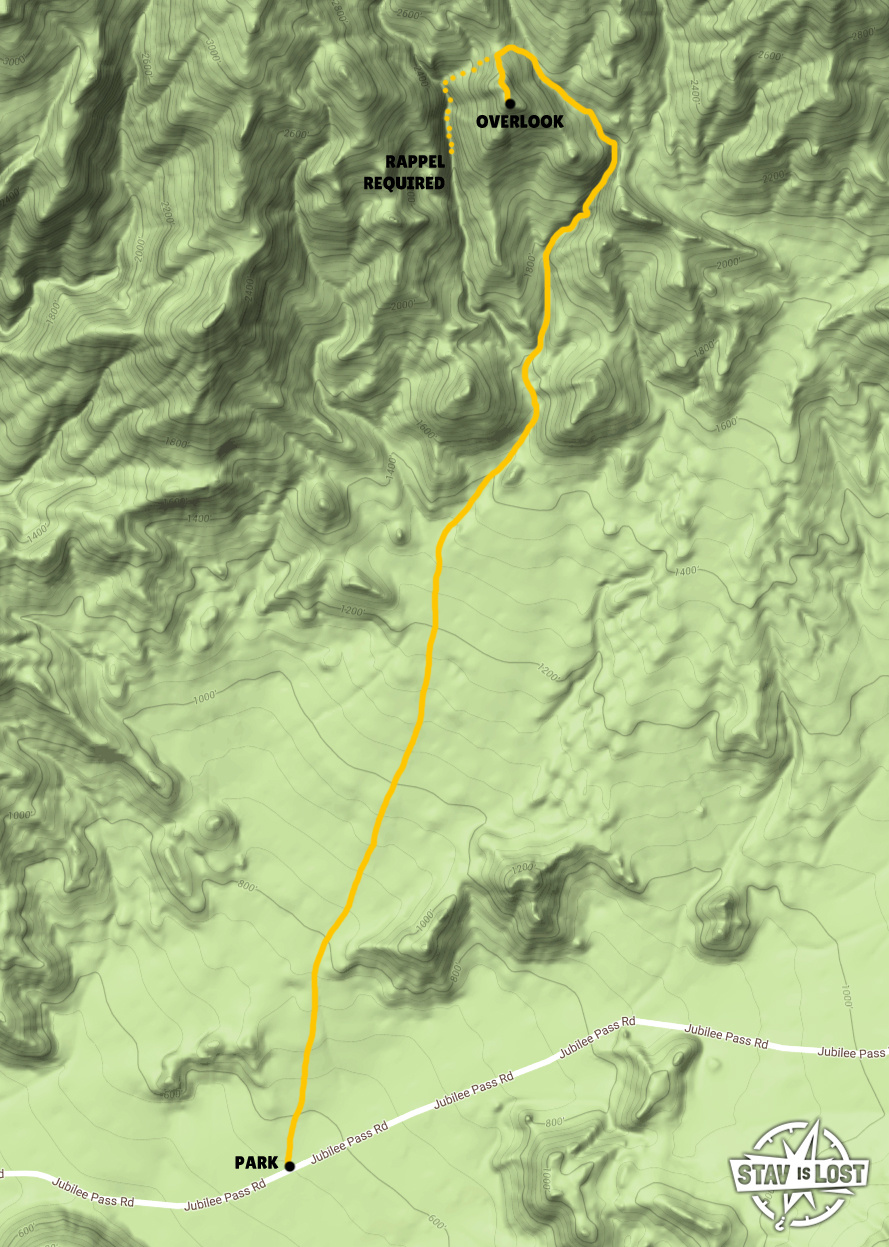 map for Kaleidoscope Canyon to Overlook by Stav is Lost