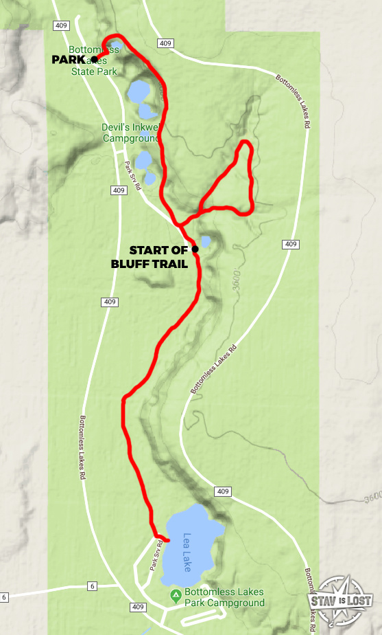 map for Cenotes Rim, Shadow Canyon, and Bluff Trail by Stav is Lost