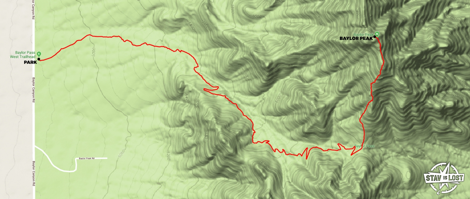 map for Baylor Peak via Baylor Pass West by Stav is Lost