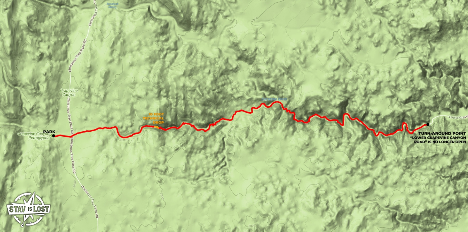 map for Lower Grapevine Canyon by Stav is Lost
