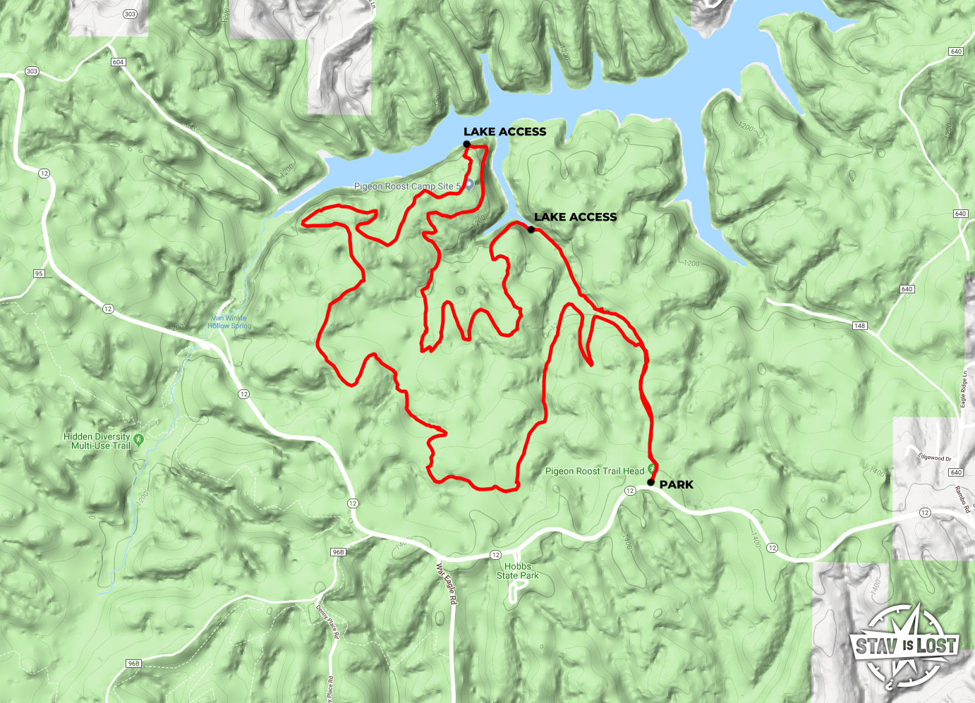 map for Pigeon Roost Loop by Stav is Lost