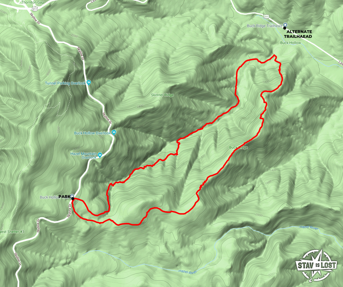 map for Buck Hollow and Buck Ridge Loop by Stav is Lost