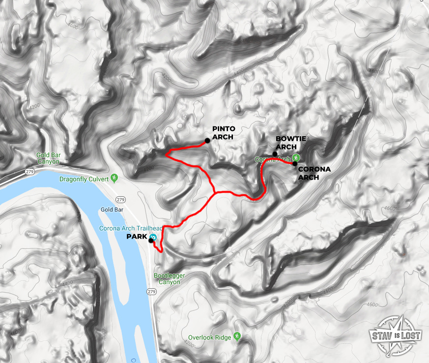 map for Corona Arch and Pinto Arch by Stav is Lost