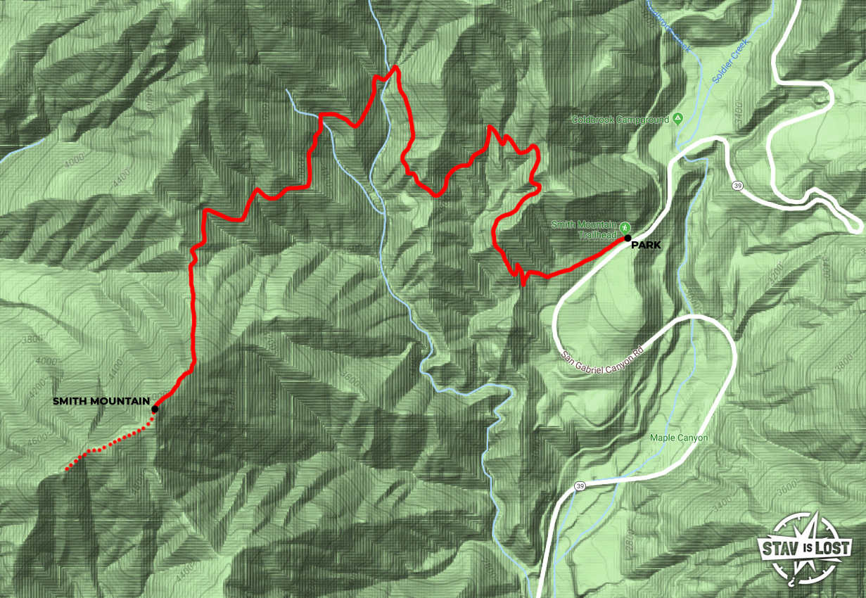 map for Smith Mountain via Upper Bear Creek by Stav is Lost