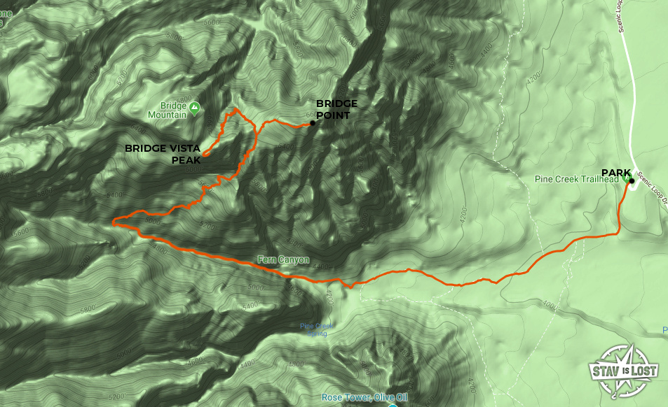 map for Bridge Point and Bridge Vista Peak by Stav is Lost