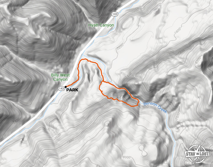 map for Benson Creek Canyon by Stav is Lost
