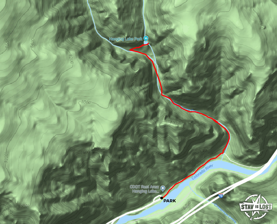 map for Hanging Lake by Stav is Lost