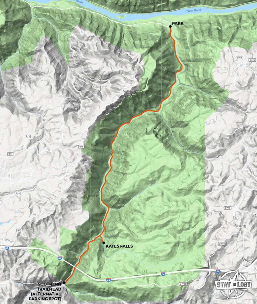 map for Glade Creek and Kates Falls by Stav is Lost