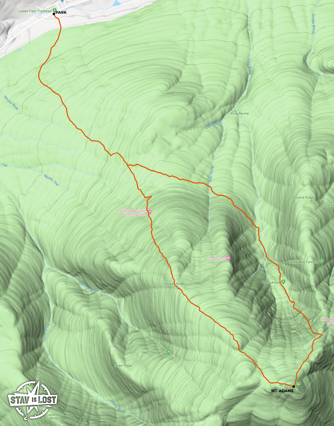 map for Mount Adams via King Ravine by Stav is Lost