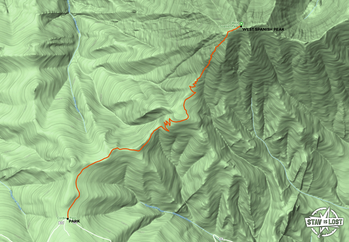 map for West Spanish Peak by Stav is Lost