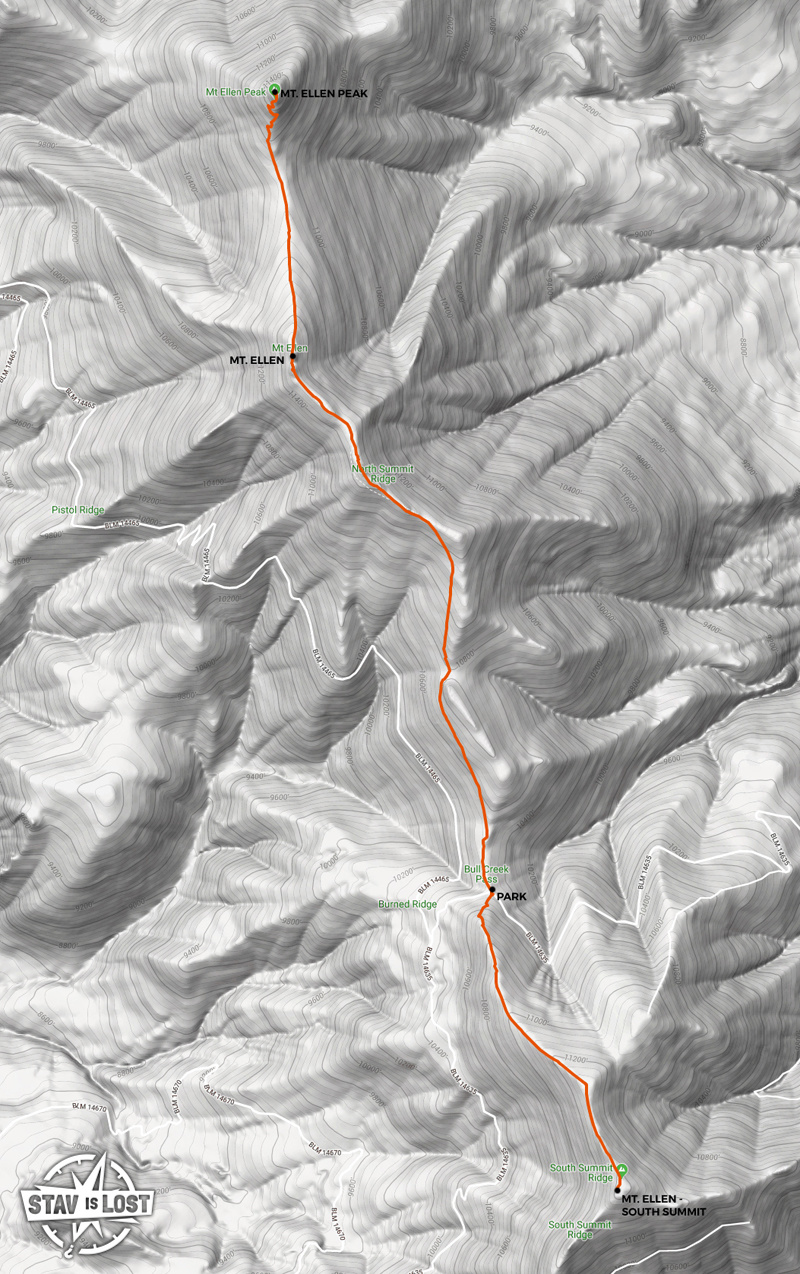 map for Mount Ellen South and Mount Ellen Peak by Stav is Lost