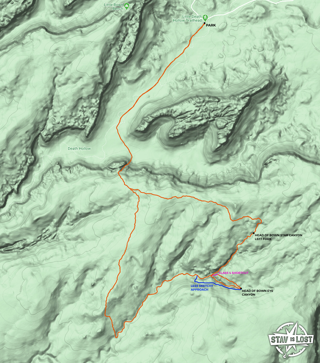 map for Bown Star and Bown Eye Canyons by Stav is Lost