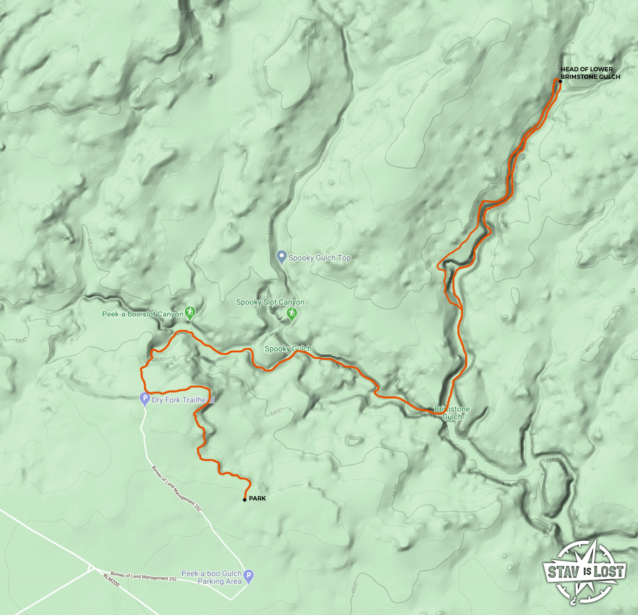 map for Lower Brimstone Gulch by Stav is Lost