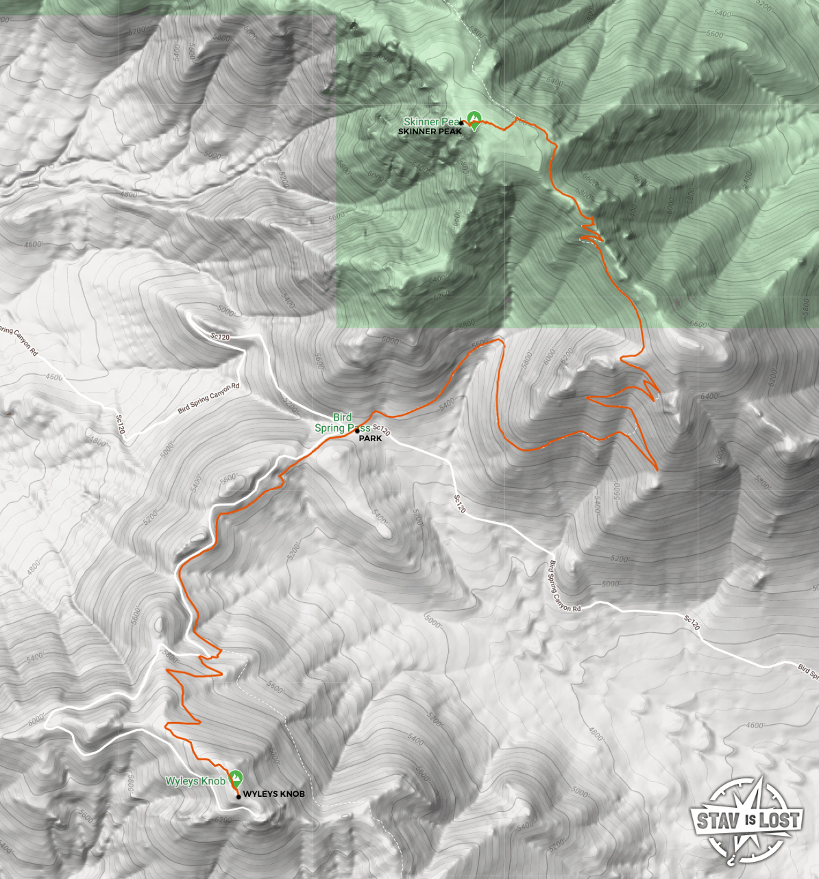 map for Skinner Peak and Wyleys Knob by Stav is Lost