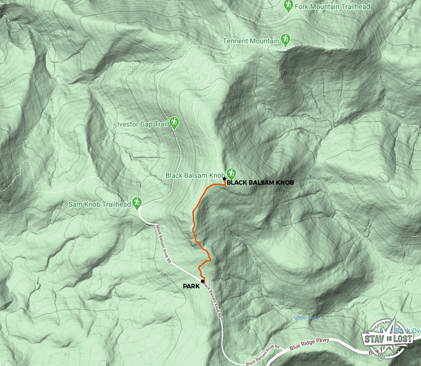 map for Black Balsam Knob by Stav is Lost