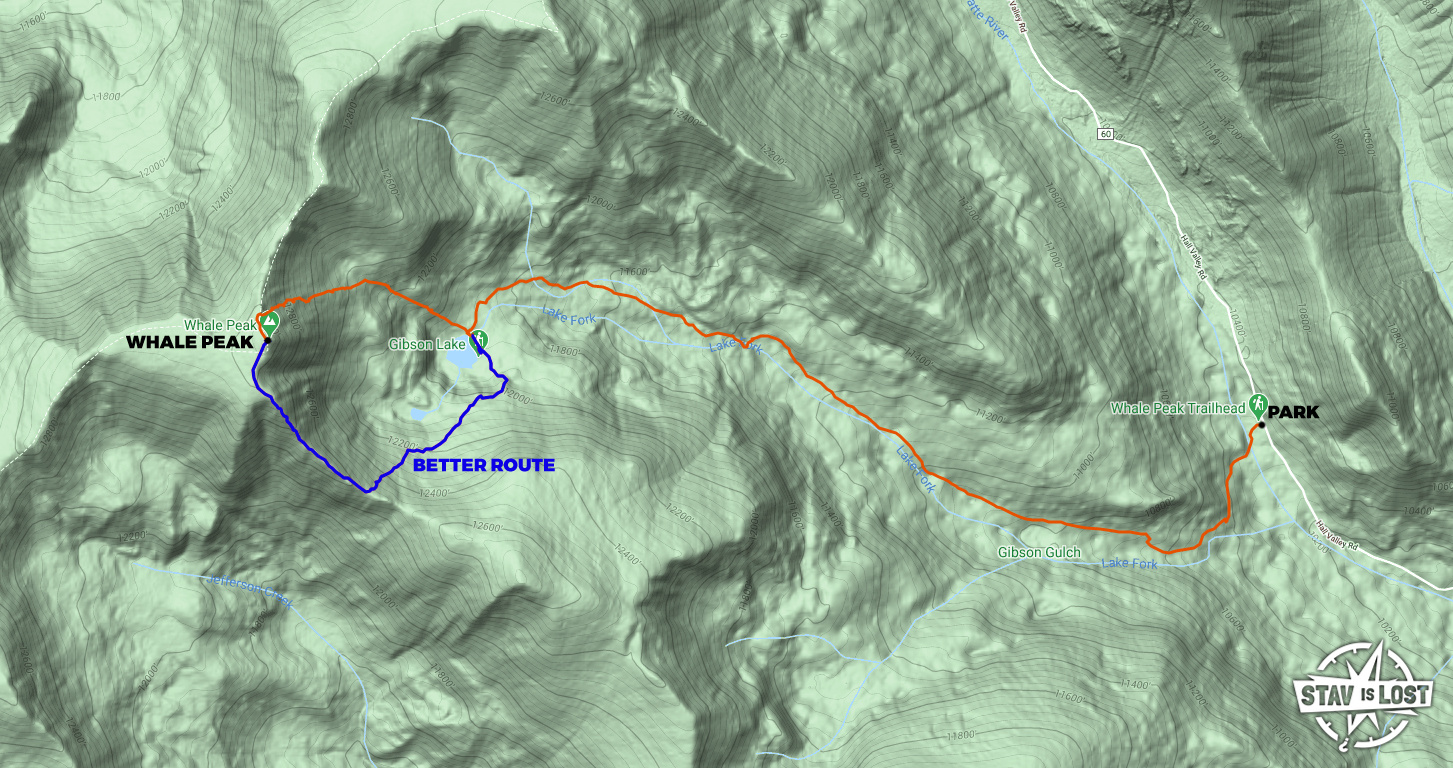 map for Whale Peak via Gibson Lake by Stav is Lost