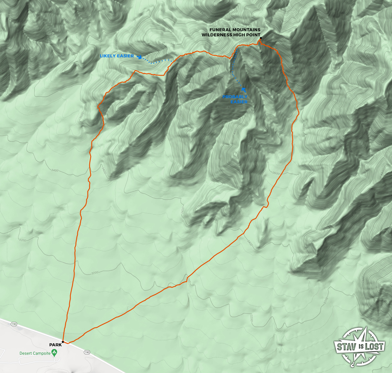 map for Funeral Mountains Wilderness High Point by Stav is Lost