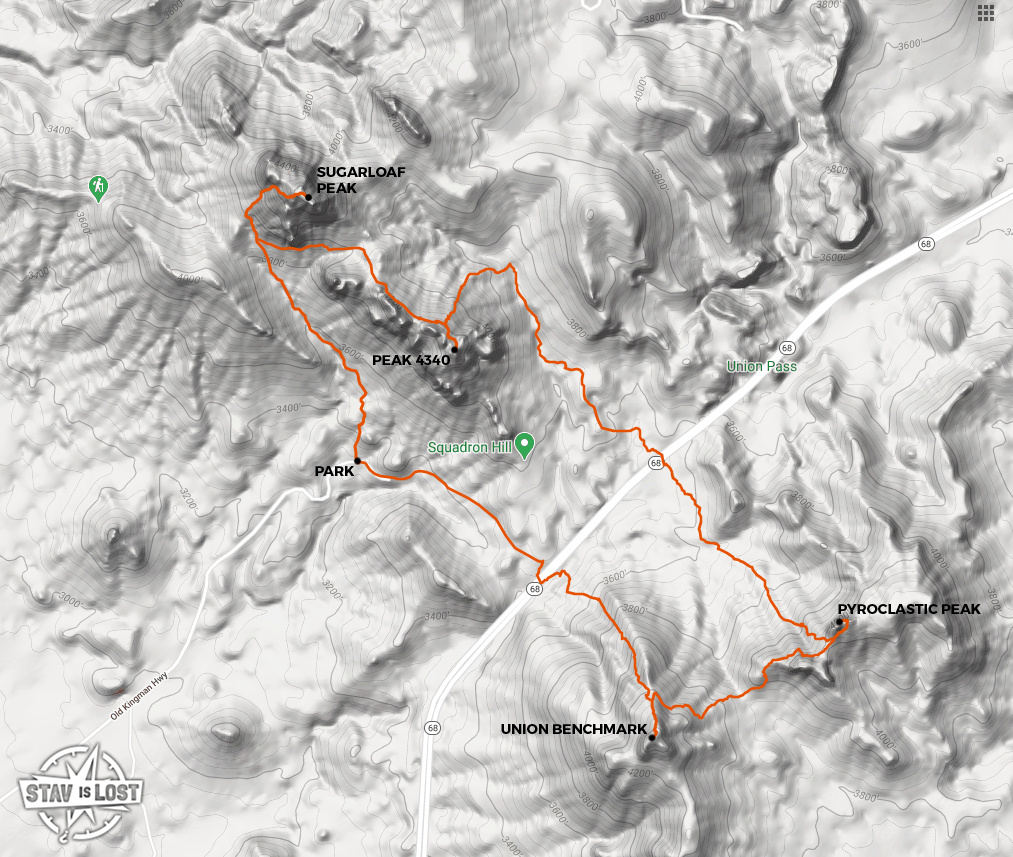 map for Union Pass and Sugarloaf Peak Loop by Stav is Lost