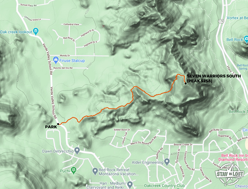 map for Seven Warriors South via Transept Trail by Stav is Lost