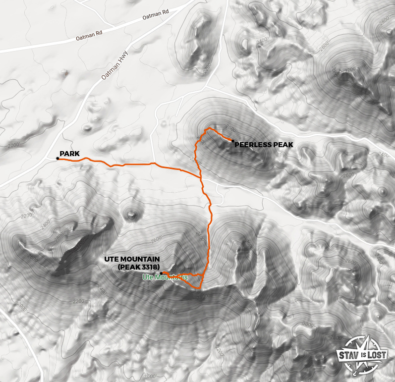 map for Peerless Peak and Ute Mountain by Stav is Lost