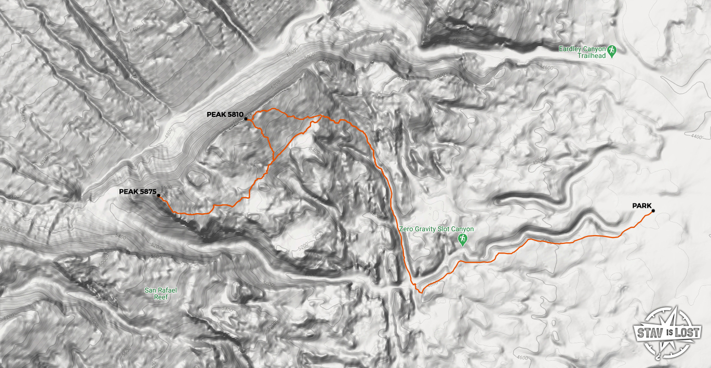 map for Eardley Canyon View Peaks (Peak 5810 and Peak 5875) by Stav is Lost