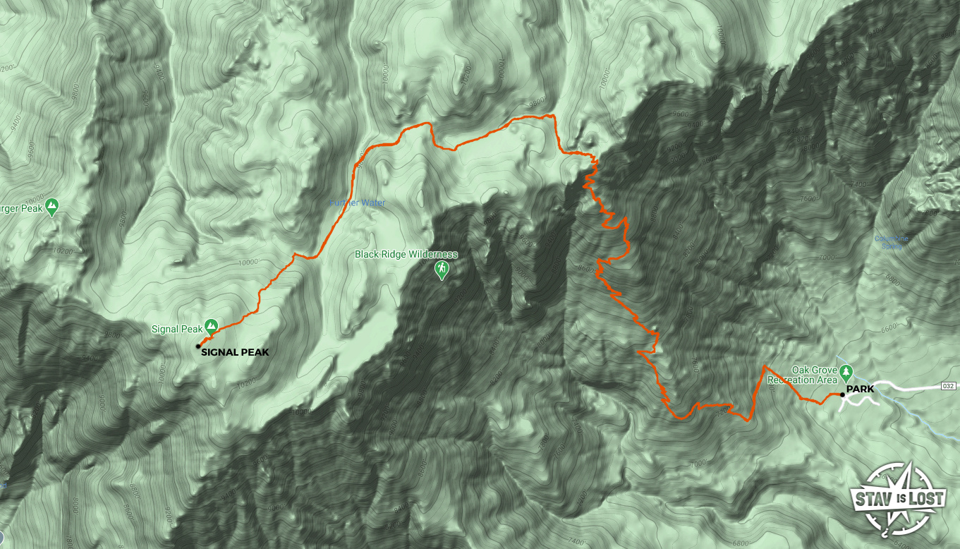 map for Signal Peak via Oak Grove Trail by Stav is Lost