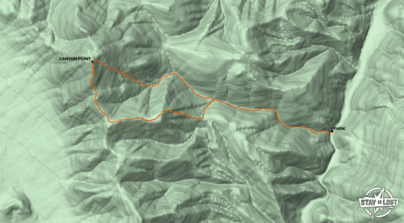 map for Canyon Point from Cottonwood Canyon by Stav is Lost