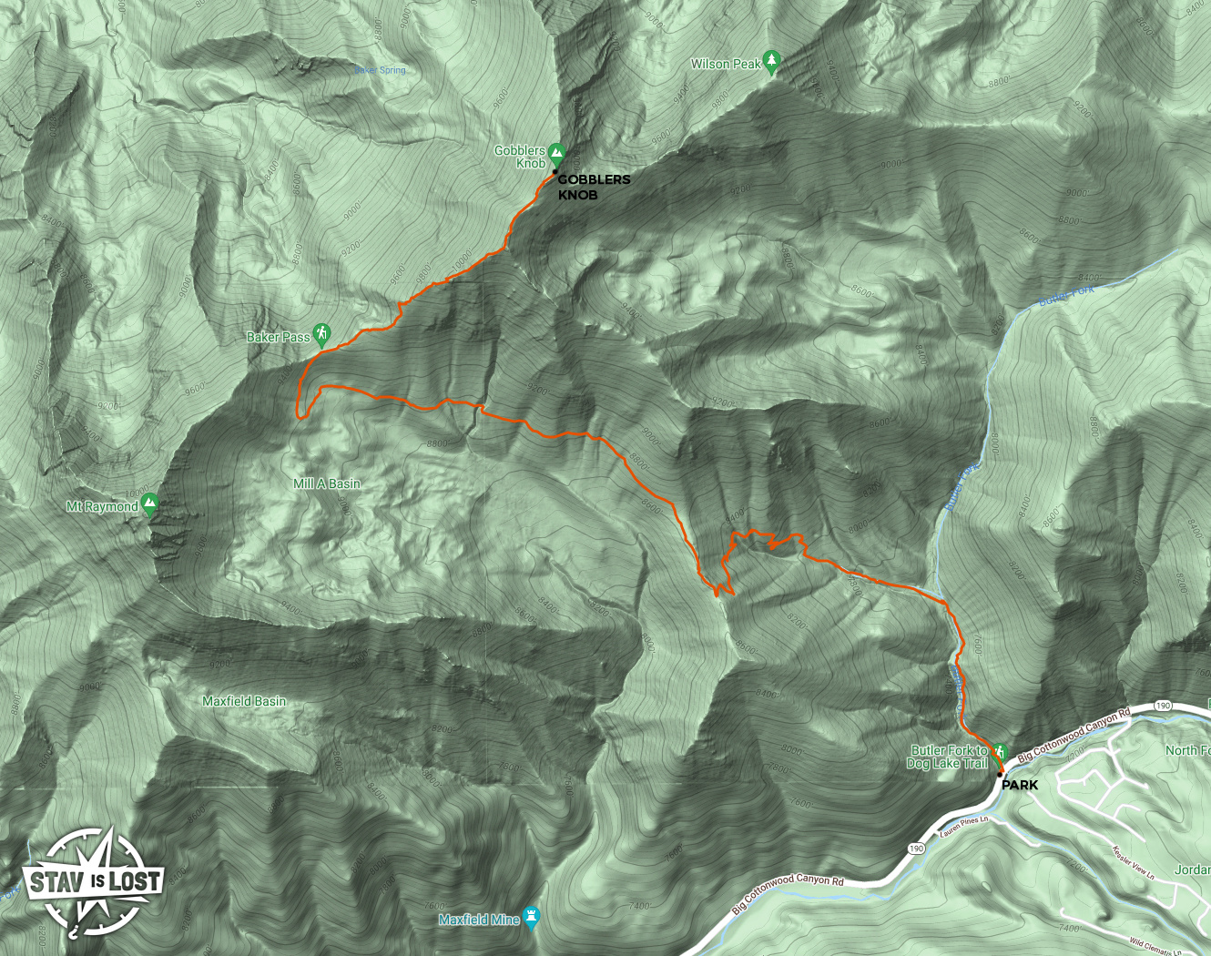 map for Gobblers Knob via Butler Fork Trail by Stav is Lost