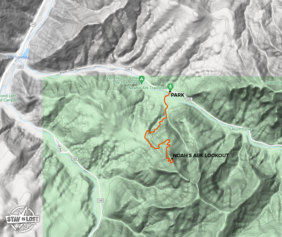 map for Noah’s Ark Trail by Stav is Lost