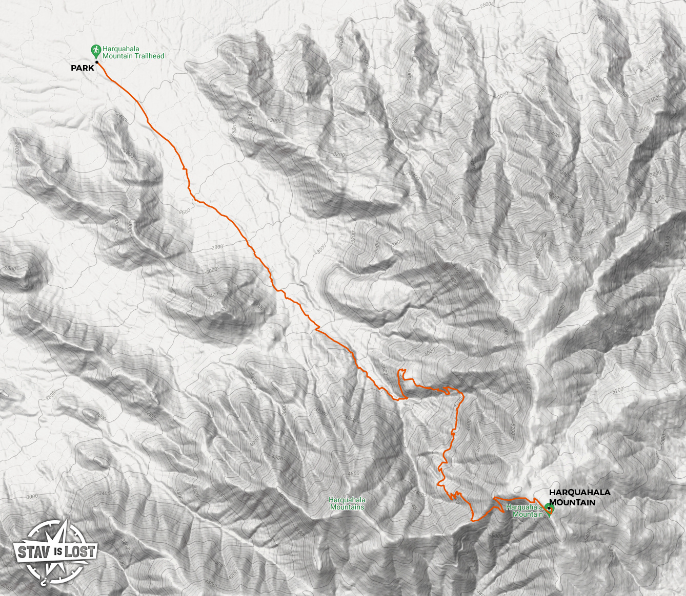map for Harquahala Mountain by Stav is Lost