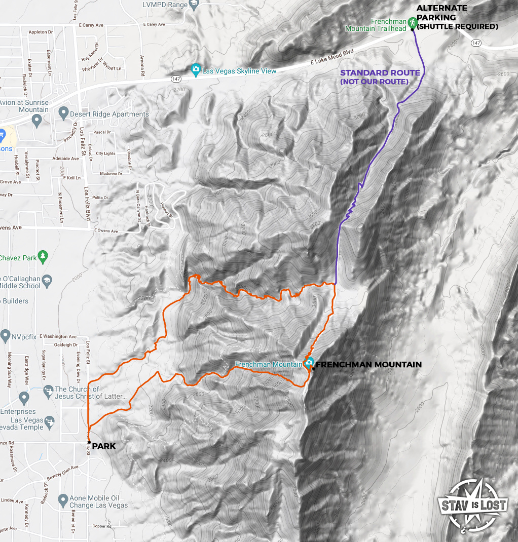map for Frenchman Mountain Canyon by Stav is Lost