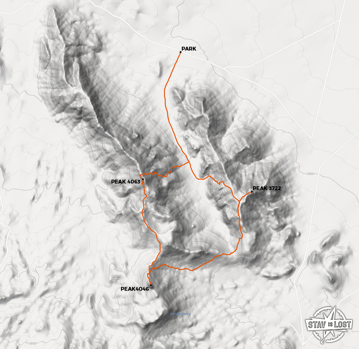 map for Peak 4063 and Peak 3722 Loop by Stav is Lost