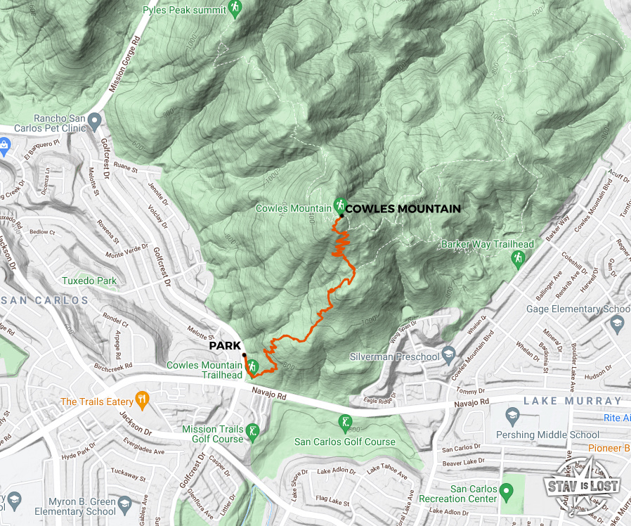 map for Cowles Mountain by Stav is Lost