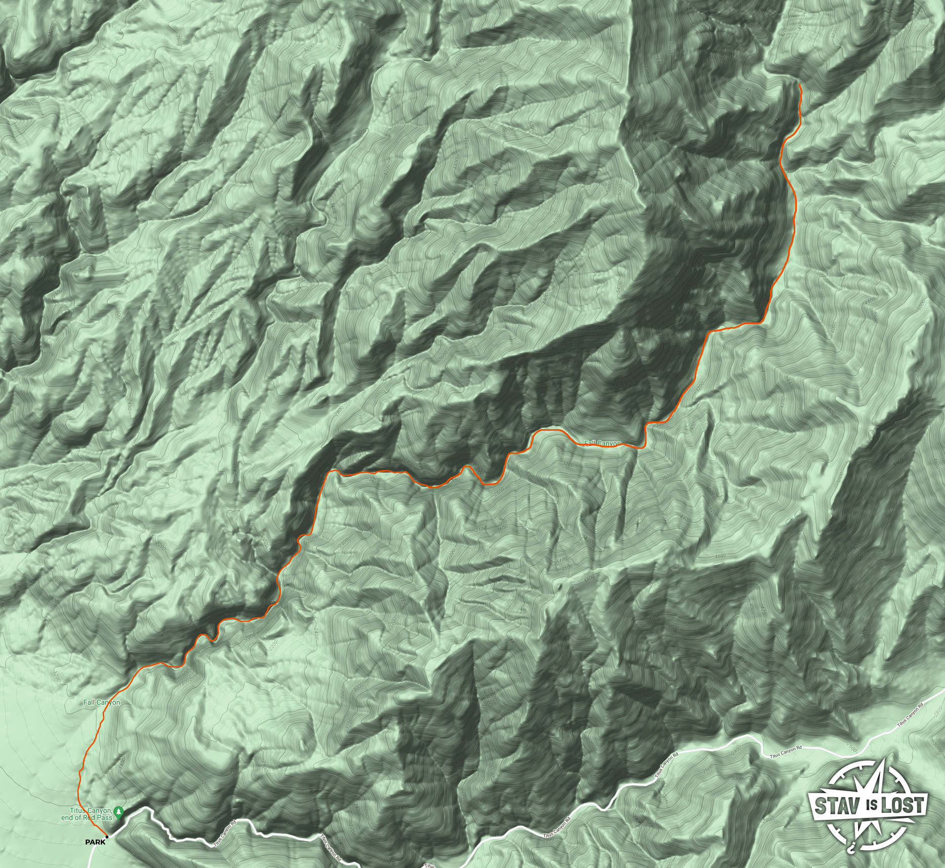 map for Upper Fall Canyon by Stav is Lost