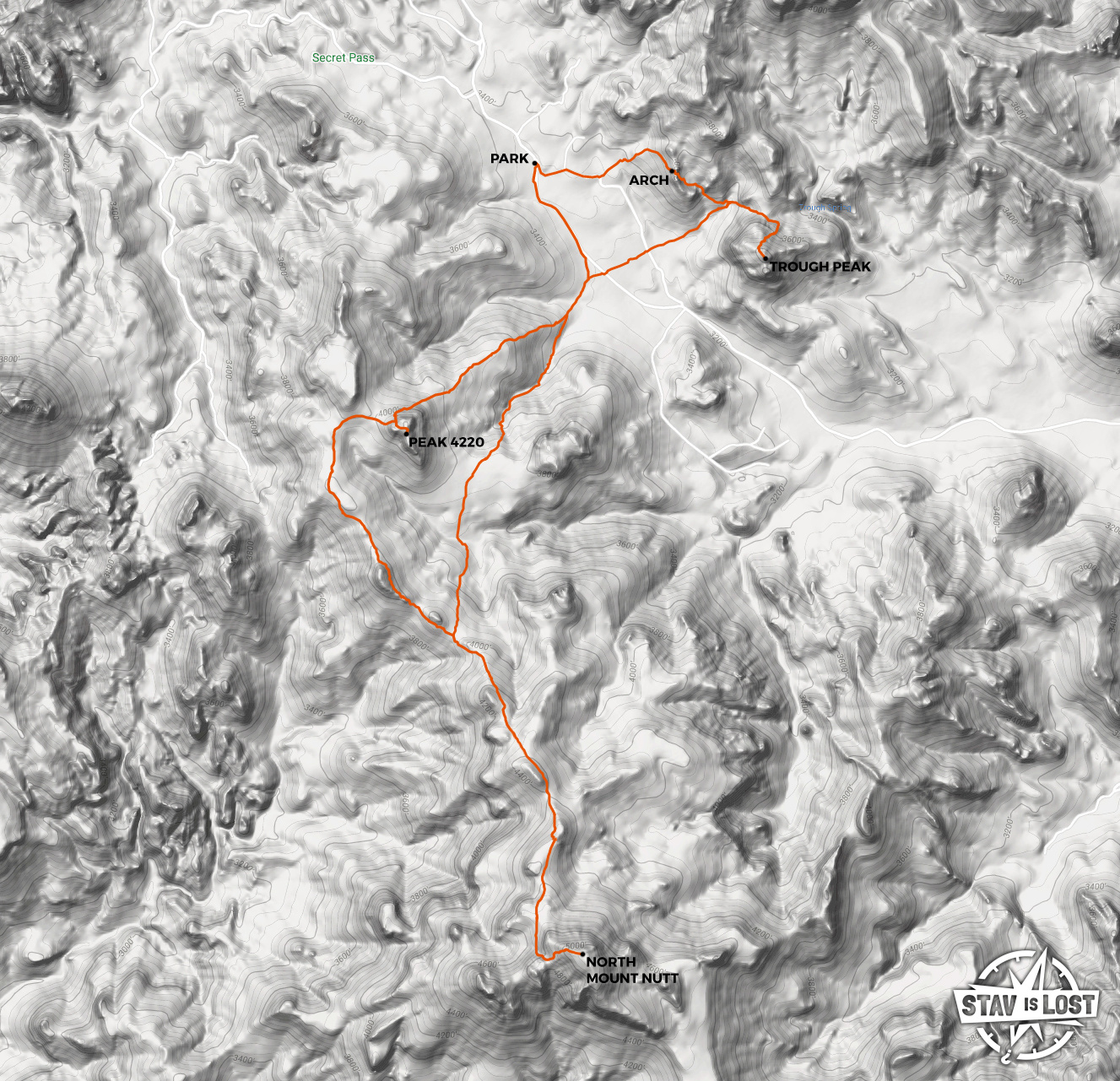 map for North Mount Nutt and Trough Peak by Stav is Lost