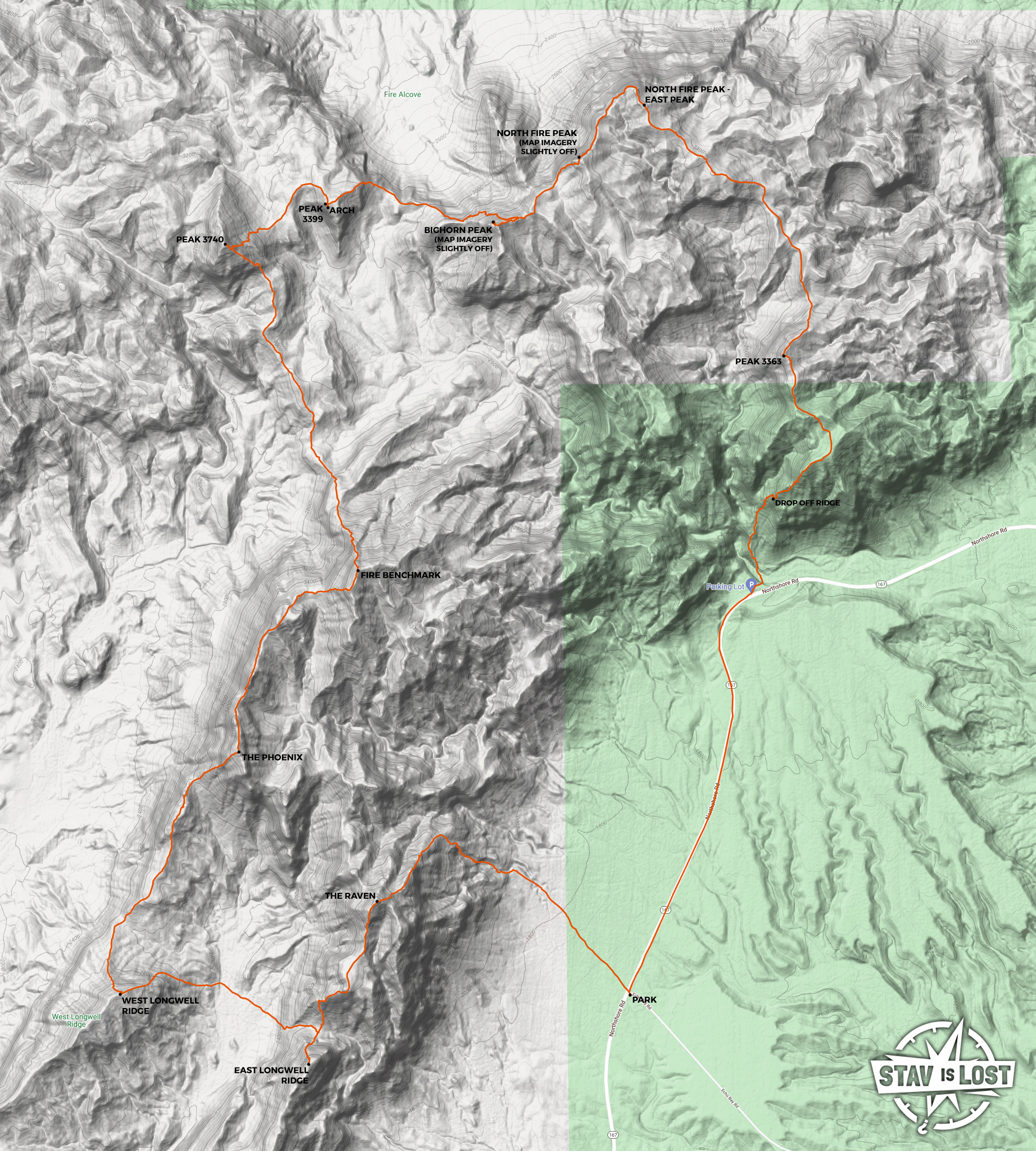 map for Fire Range Traverse (The Ring of Fires) by Stav is Lost