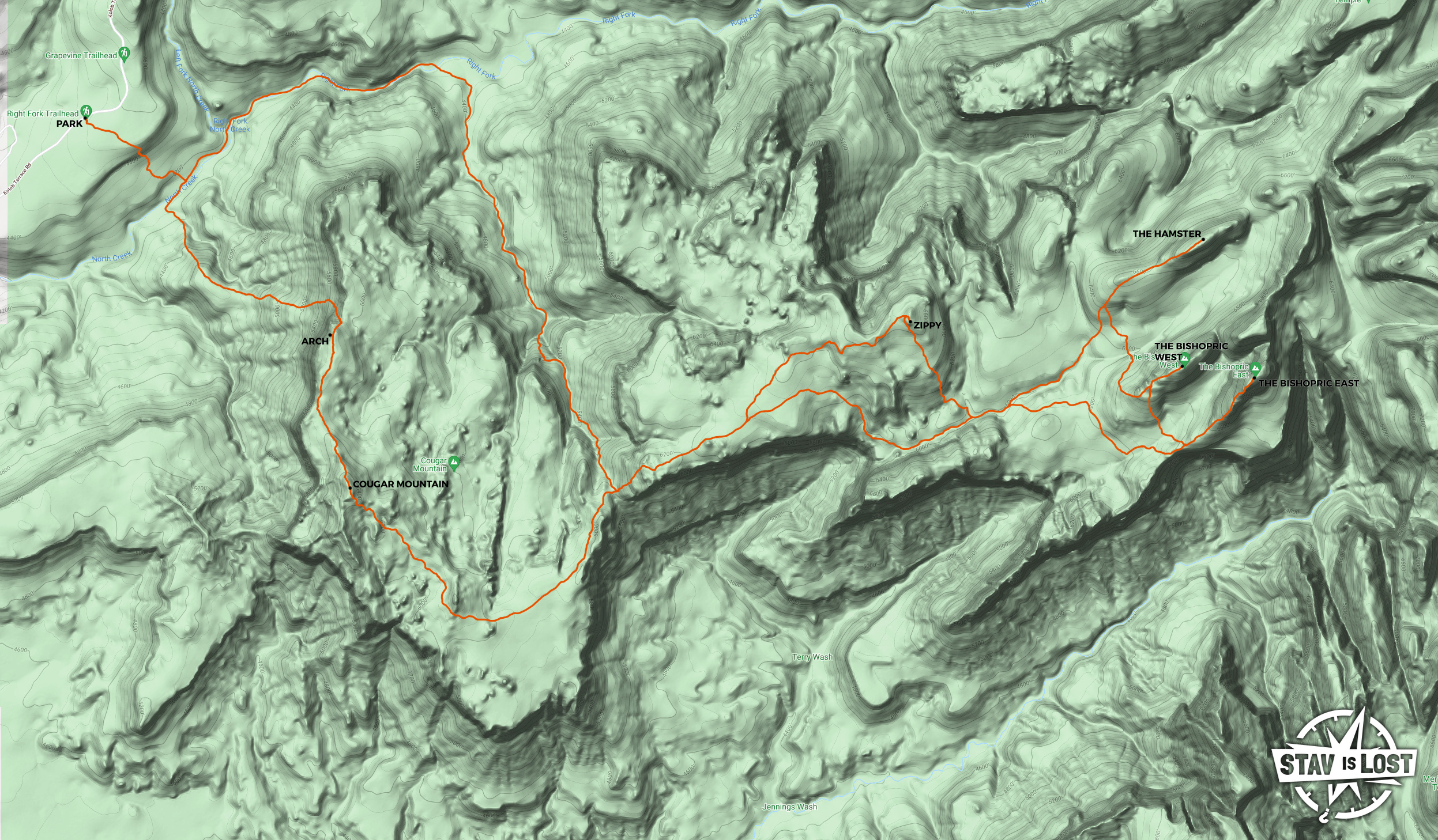 map for Cougar Mountain and The Bishoprics by Stav is Lost