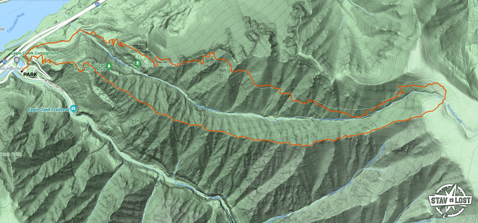 map for Ruckel Ridge Catwalk an Ruckel Creek Loop by Stav is Lost