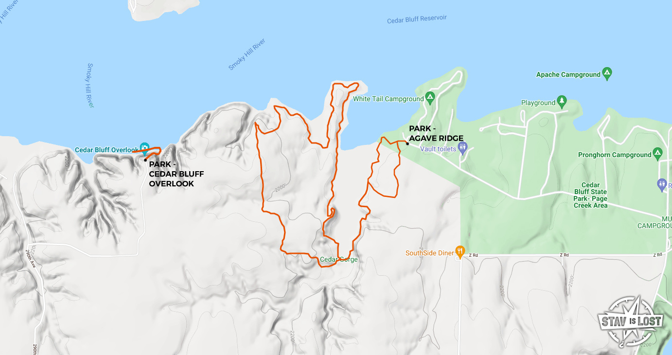 map for Cedar Bluff and Agave Ridge Trail by Stav is Lost